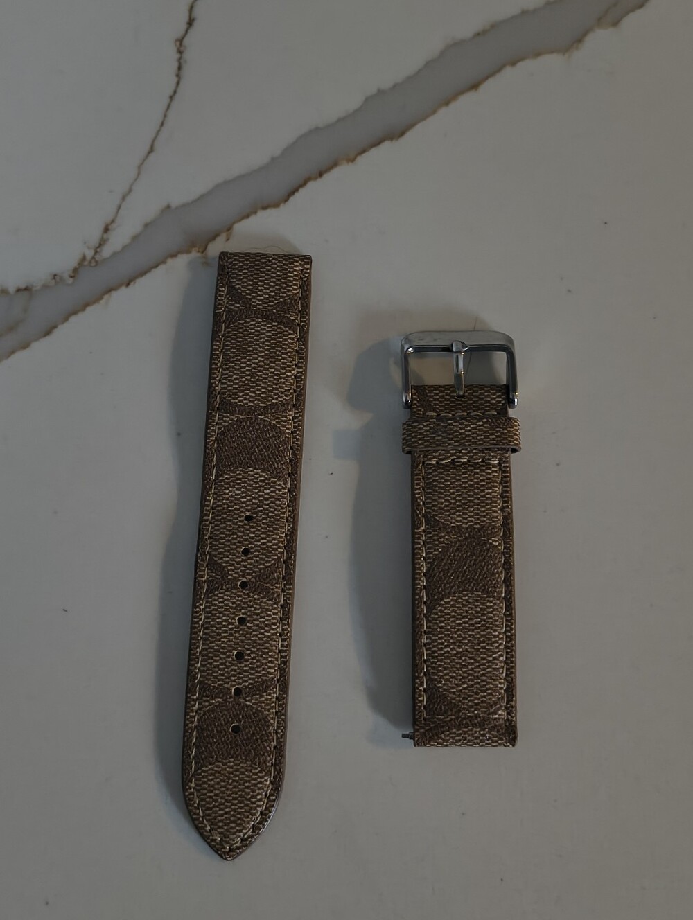 Brown Textured Leather Watch Strap with Silver Buckle